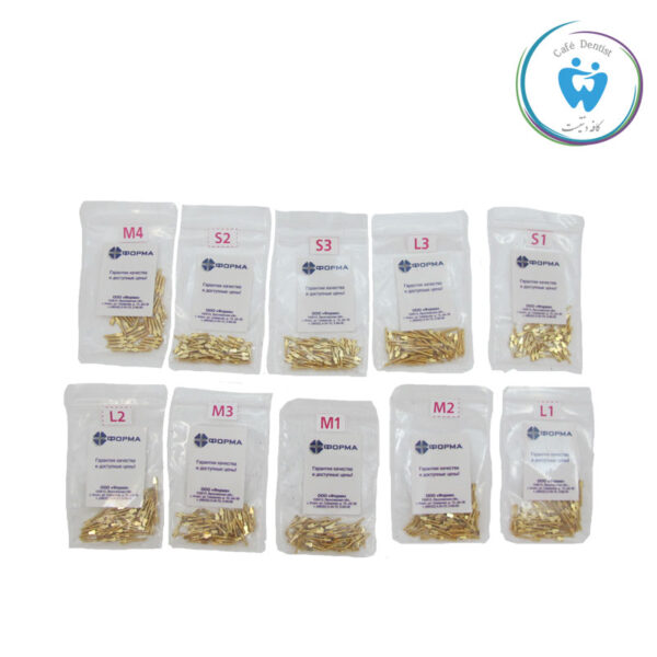 پین داخل کانال تک سایز برنجی روسی – russia Goldplated Conical screw posts